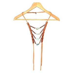 Braided leather festival necklace